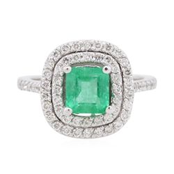 14KT White Gold 1.28ct Emerald and Diamond Ring