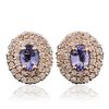 Image 1 : 14KT Rose Gold 1.40ctw Tanzanite and Diamond Earrings
