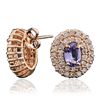 Image 2 : 14KT Rose Gold 1.40ctw Tanzanite and Diamond Earrings