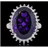 Image 1 : 14KT White Gold 11.10ct Amethyst and Diamond Ring