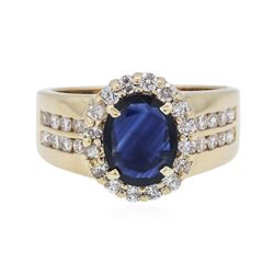 14KT Yellow Gold 4.15ct Sapphire and Diamond Ring