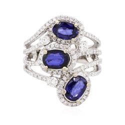 14KT White Gold 2.64ctw Sapphire and Diamond Ring