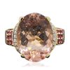 Image 1 : 14KT Yellow Gold 8.24ct Morganite, Pink Sapphire and Diamond Ring