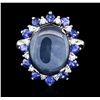 Image 1 : 14KT White Gold 15.85ctw Sapphire and Diamond Ring