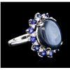 Image 2 : 14KT White Gold 15.85ctw Sapphire and Diamond Ring