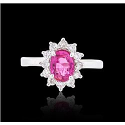 14KT White Gold 1.13ct Pink Tourmaline and Diamond Ring