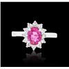 Image 1 : 14KT White Gold 1.13ct Pink Tourmaline and Diamond Ring