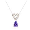 Image 2 : 14KT White Gold 1.10ct Tanzanite and Diamond Pendant With Chain