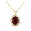Image 2 : 14KT Yellow Gold 18.46ct Ruby and Diamond Pendant With Chain