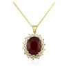 Image 2 : 14KT Yellow Gold 18.46ct Ruby and Diamond Pendant With Chain