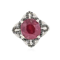 14KT White Gold 6.87ct Ruby and Diamond Ring