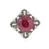 Image 1 : 14KT White Gold 6.87ct Ruby and Diamond Ring