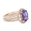 Image 2 : 14KT Rose Gold 2.92ct Tanzanite and Diamond Ring