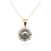 Image 2 : 14KT Yellow Gold Pearl and Diamond Pendant With Chain