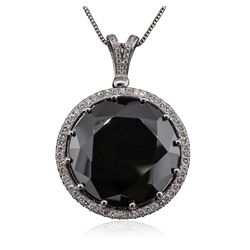 14KT White Gold 101.06ct Black and White Diamond Pendant With Chain