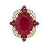 Image 1 : 14KT Yellow Gold 15.50ctw Ruby and Diamond Ring