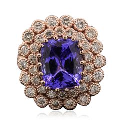 14KT Rose Gold 5.95ct Tanzanite and Diamond Ring