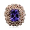 Image 1 : 14KT Rose Gold 5.95ct Tanzanite and Diamond Ring