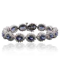 14KT White Gold 11.40ctw Sapphire and Diamond Bracelet