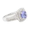 Image 2 : 14KT White Gold 1.47ct Tanzanite and Diamond Ring
