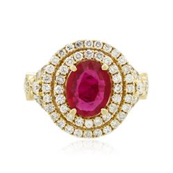 14KT Yellow Gold 1.54ct Ruby and Diamond Ring