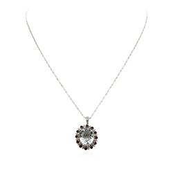 14KT White Gold 11.23ct Aquamarine, Ruby and Diamond Pendant With Chain
