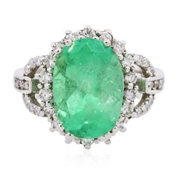 14KT White Gold 3.42ct Emerald and Diamond Ring