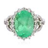 Image 1 : 14KT White Gold 3.42ct Emerald and Diamond Ring