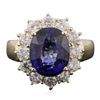 Image 1 : 14KT Yellow Gold 5.48ct Tanzanite and Diamond Ring