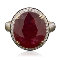 14KT Yellow Gold 8.66ct Ruby and Diamond Ring