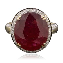 14KT Yellow Gold 8.66ct Ruby and Diamond Ring