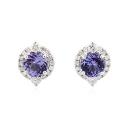 14KT White Gold 2.02ctw Tanzanite and Diamond Earrings