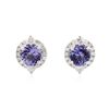 Image 1 : 14KT White Gold 2.02ctw Tanzanite and Diamond Earrings
