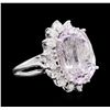 Image 2 : 14KT White Gold 13.66ct Kunzite and Diamond Ring