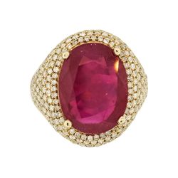 14KT Yellow Gold 11.18ct Ruby and Diamond Ring