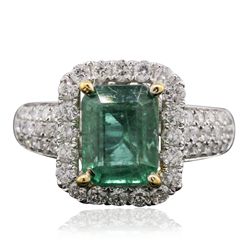 14KT Two-Tone Gold 2.50ct Emerald and Diamond Ring