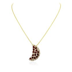 14KT Yellow Gold 7.00ctw Ruby and Diamond Pendant With Chain