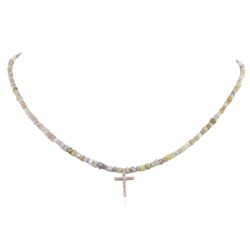 14KT Rose Gold 33.35ctw Rough Diamond Necklace With Charm