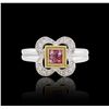 Image 1 : 18KT Two-Tone Gold 1.05ctw Pink Sapphire and Diamond Ring