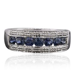 14KT White Gold 0.92ctw Sapphire and Diamond Ring