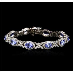 14KT White Gold 7.90ctw Tanzanite and Diamond Bracelet