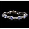 Image 1 : 14KT White Gold 7.90ctw Tanzanite and Diamond Bracelet