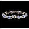 Image 2 : 14KT White Gold 7.90ctw Tanzanite and Diamond Bracelet