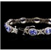 Image 3 : 14KT White Gold 7.90ctw Tanzanite and Diamond Bracelet