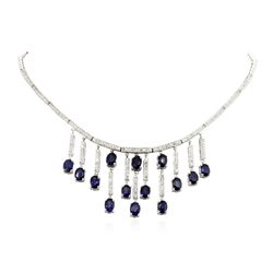 14KT White Gold 12.04ctw Sapphire and Diamond Necklace