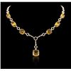 Image 1 : 14KT Yellow Gold 50.83ctw Citrine and Diamond Necklace
