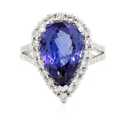 14KT White Gold 6.62ct Tanzanite and Diamond Ring