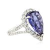 Image 2 : 14KT White Gold 6.62ct Tanzanite and Diamond Ring