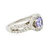 Image 2 : 14KT White Gold 0.90ct Tanzanite and Diamond Ring