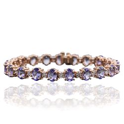 14KT Rose Gold 15.24ctw Tanzanite and Diamond Bracelet